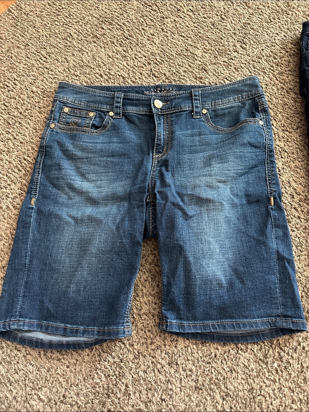 Melissa McCarthy Seven7  Dark Blue Denim Bermuda Shorts